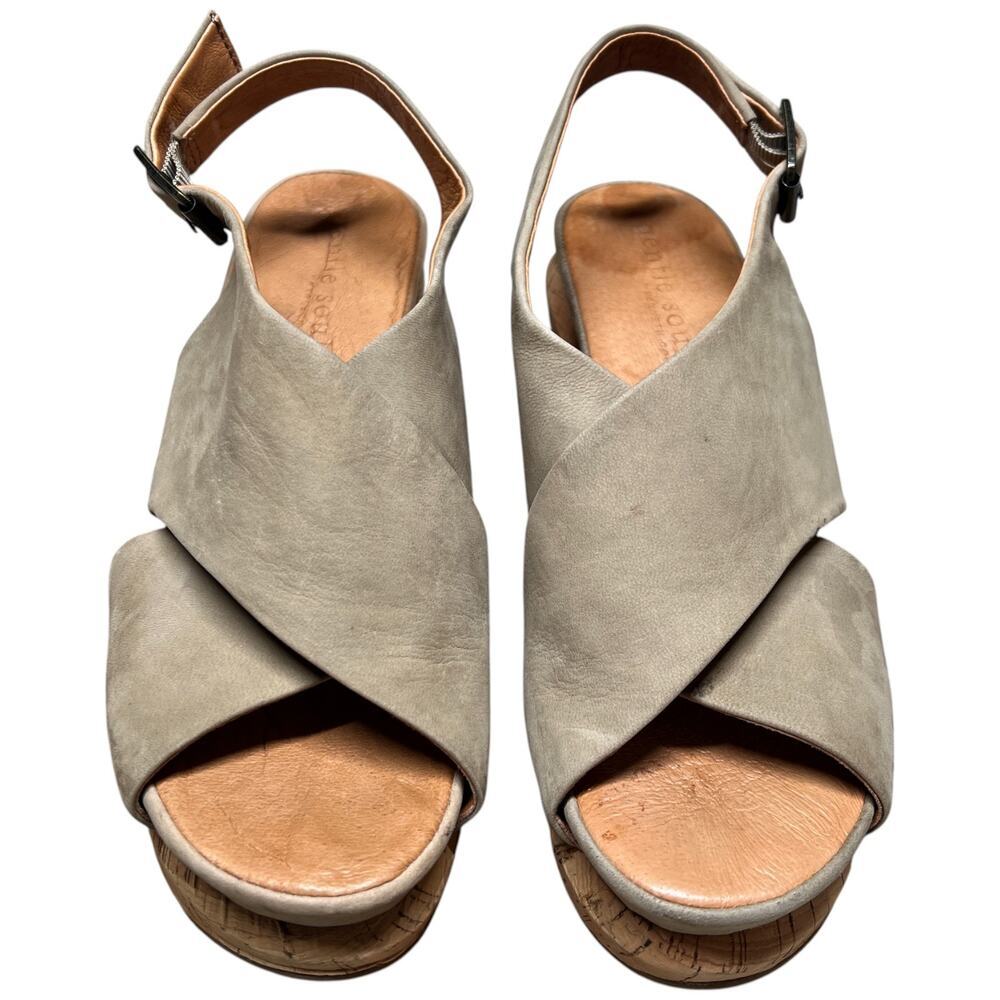 GENTLE SOULS Kenneth Cole Paulina Cross Women 9.5 Cork Heel Platform Wedge READ - Picture 8 of 14